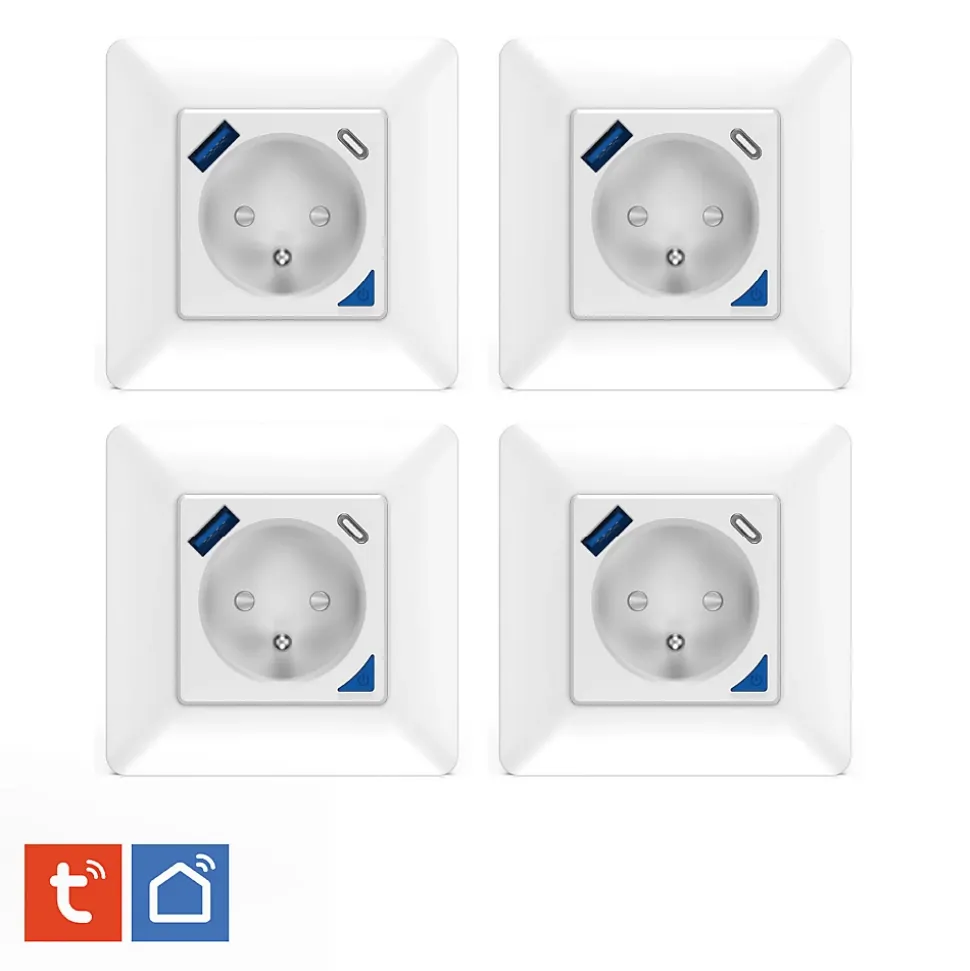 4 Prises encastrées 3000W & Ports USB-A + USB-C Wifi + Suivi de consommation