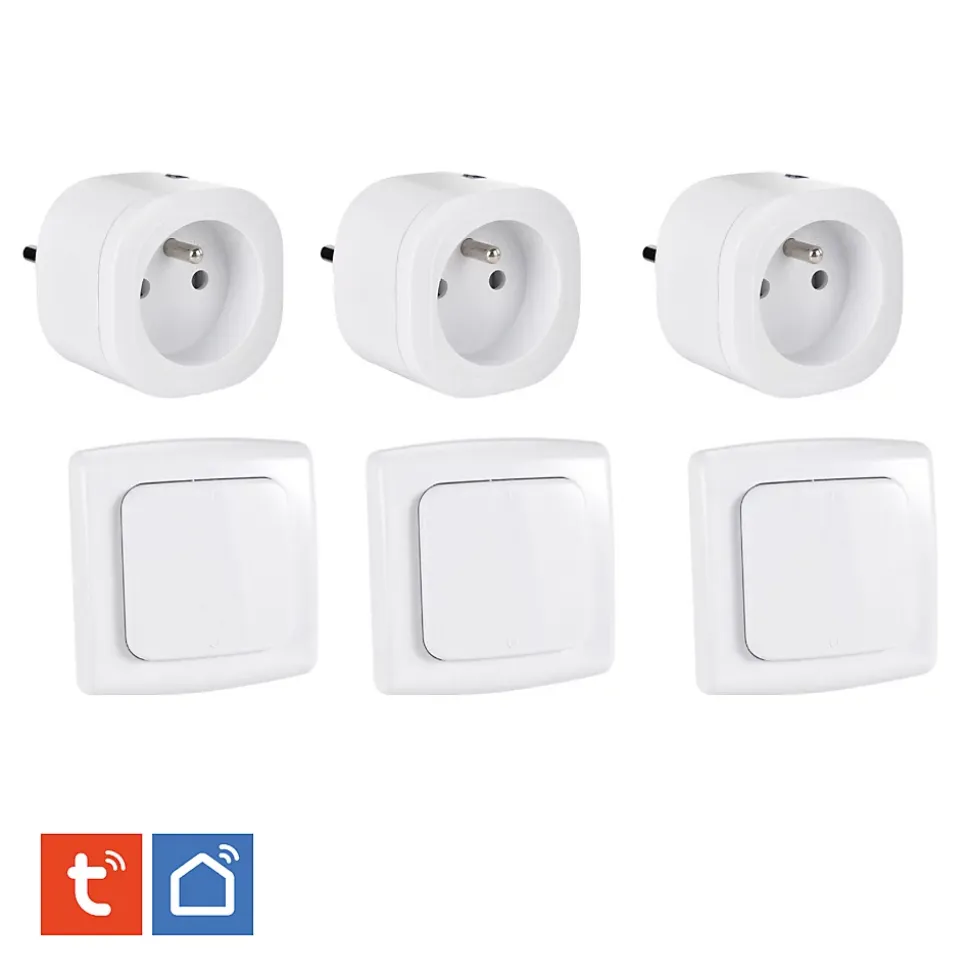 3 Prises intérieures 3680W connectées Wifi+ 3 Interrupteurs ON/OFF