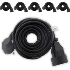 6 prolongateurs 16A 2P+T noir 10m Zenitech