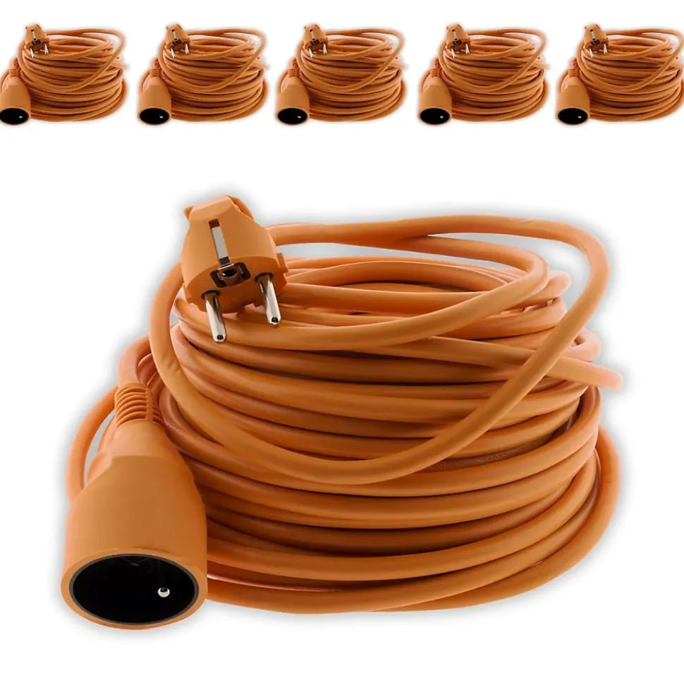 6 prolongateurs jard. 16A 25m orange Zenitech