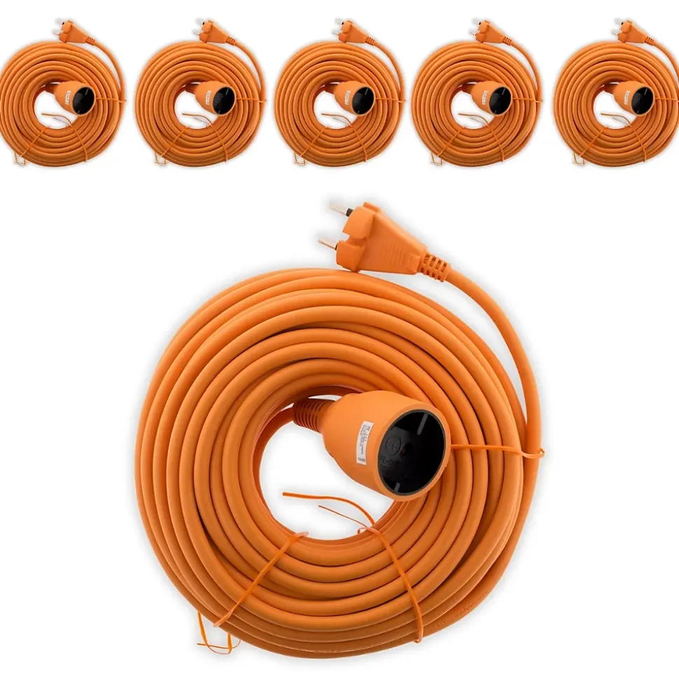6 prolongateurs sans terre obturateur 16A 50m orange Zenitech