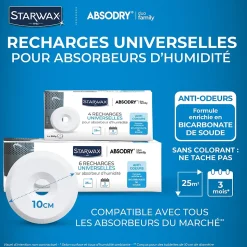 4 recharges de 500g universelles pour absorbeur d'humidité Starwax