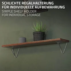 2 Support d'Etagere d'angle triangle en métal gris avec vis 160mm