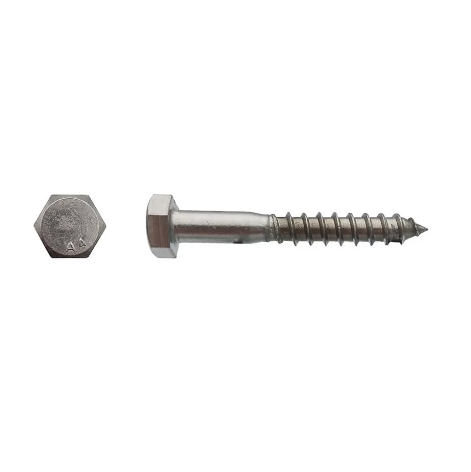 50 Tirefonds Bois Tête Hexagonale 10 x 60 mm - DIN 571 - Inox A4 - D-Work