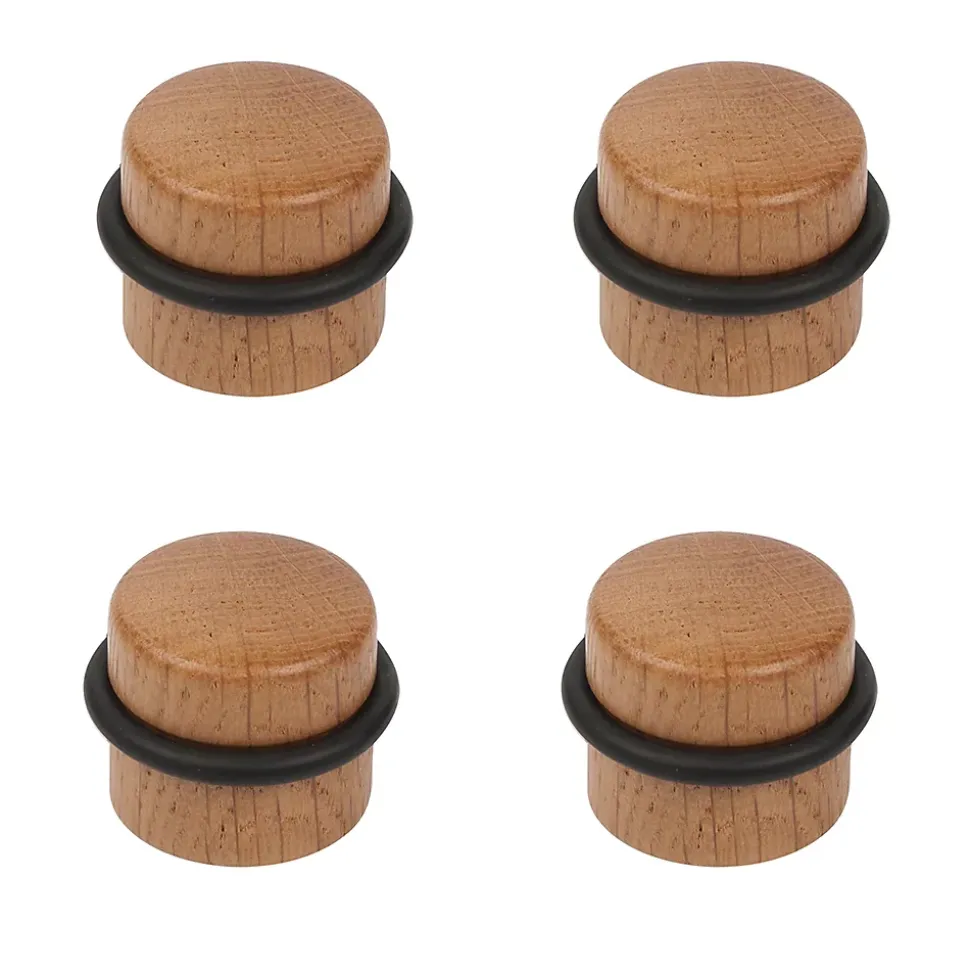 4 Un. Butée de porte adhésive en bois de chêne naturel - Diamètre 37MM
