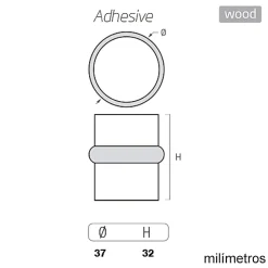 4 Un. Butée de porte adhésive en bois laqué noir - Diamètre 37MM