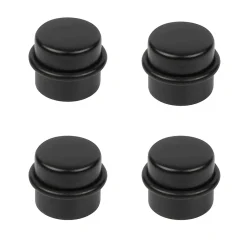 4 Un. Butée de porte adhésive en bois laqué noir - Diamètre 37MM