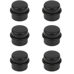 6 Un. Butée de porte adhésive en bois laqué noir - Diamètre 37MM