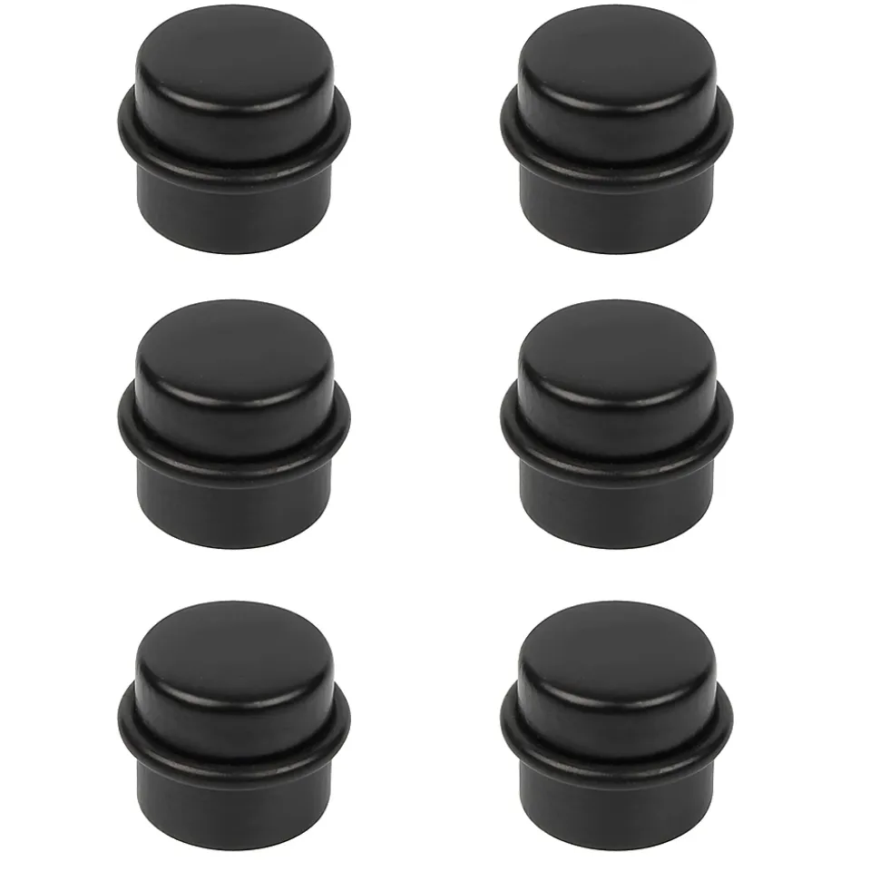 6 Un. Butée de porte adhésive en bois laqué noir - Diamètre 37MM