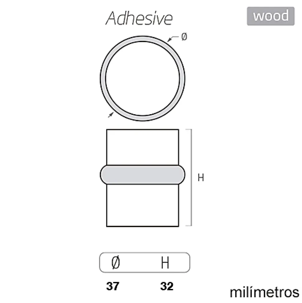 4 Un. Butée de porte adhésive en bois laqué blanc - Diamètre 37MM