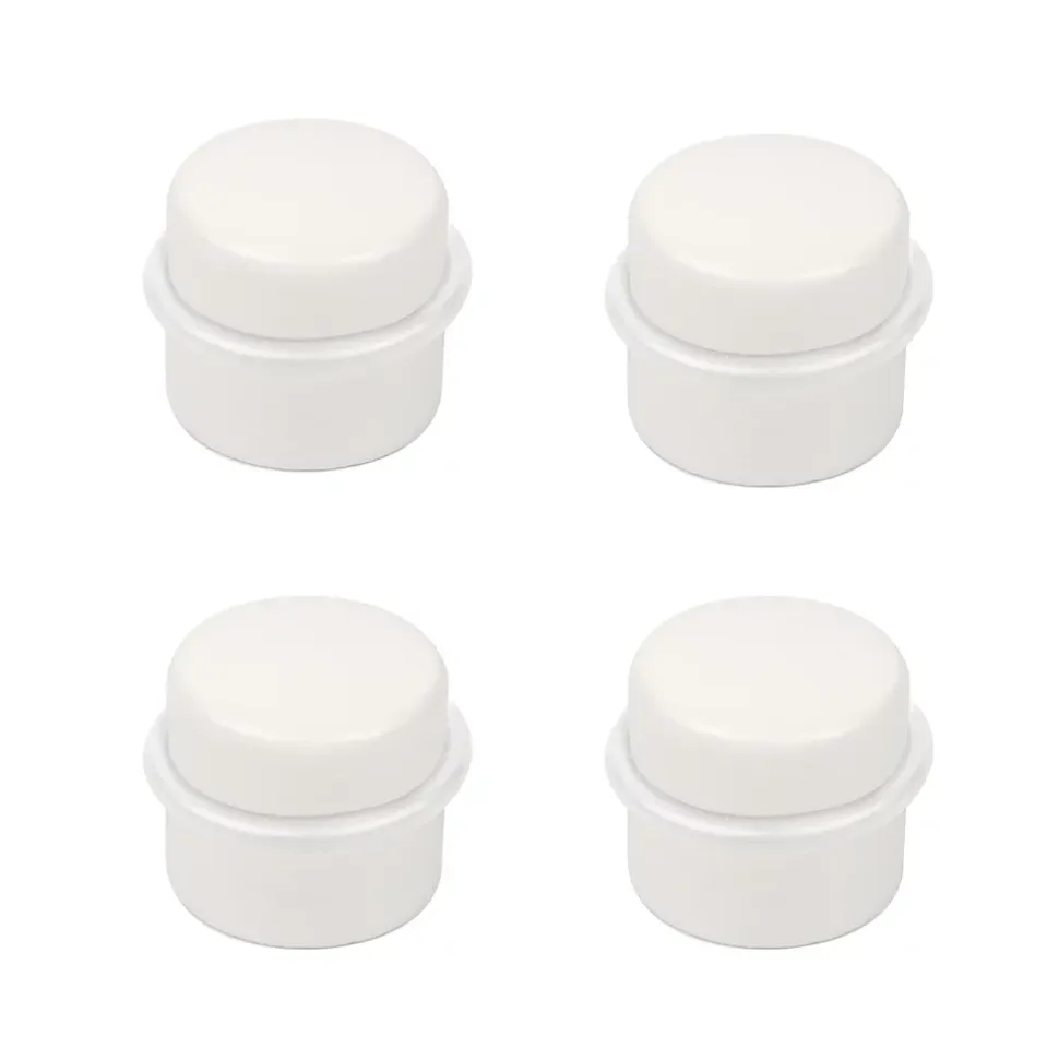 4 Un. Butée de porte adhésive en bois laqué blanc - Diamètre 37MM