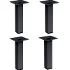 4 un. Pied carré pour meuble en acier 25x25mm hauteur 150mm peinture noire avec embout
