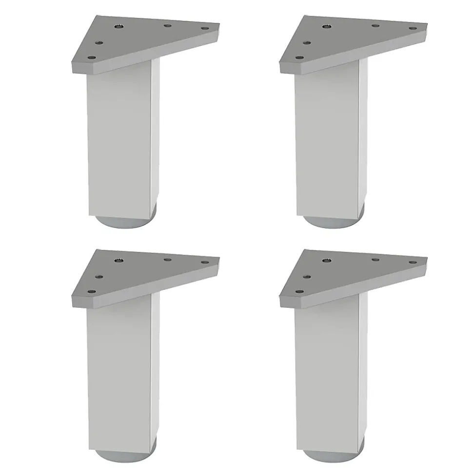 4 un. Pied carré pour meuble en aluminium 40x40mm hauteur 100mm aluminium mat avec régulateur de nivellement