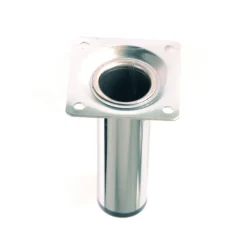 4 un. Pied de meuble rond en acier diamètre 30mm hauteur 100mm chromé avec régulateur de nivellement 15-25mm