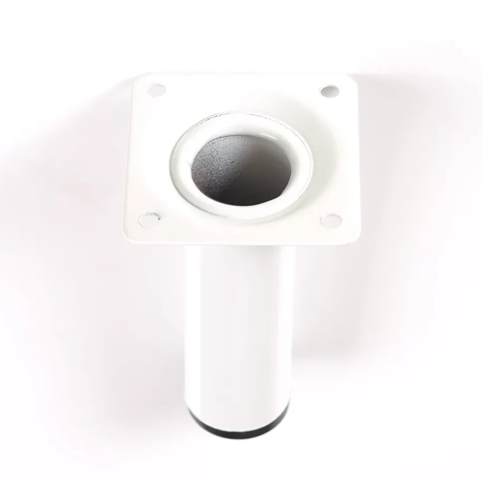 4 un. Pied de meuble rond en acier, diamètre 30 mm, hauteur 100 mm, peinture blanche avec régulateur de nivellement 15-25 mm