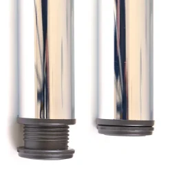 4 un. Pied de table rond en acier, diamètre 60 mm, hauteur 710 mm, chromé avec régulateur de niveau
