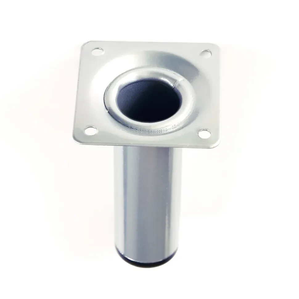 4 un. Pied rond pour meuble en acier, diamètre 30 mm, hauteur 100 mm, peinture aluminium avec régulateur de nivellement 15-25 mm