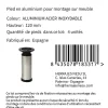 4 un. Pied rond pour meuble en aluminium diamètre 40mm hauteur 120mm inox avec régulateur de hauteur supérieur