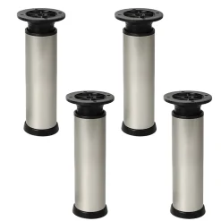 4 un. Pied rond pour meuble en aluminium diamètre 40mm hauteur 120mm inox avec régulateur de hauteur supérieur