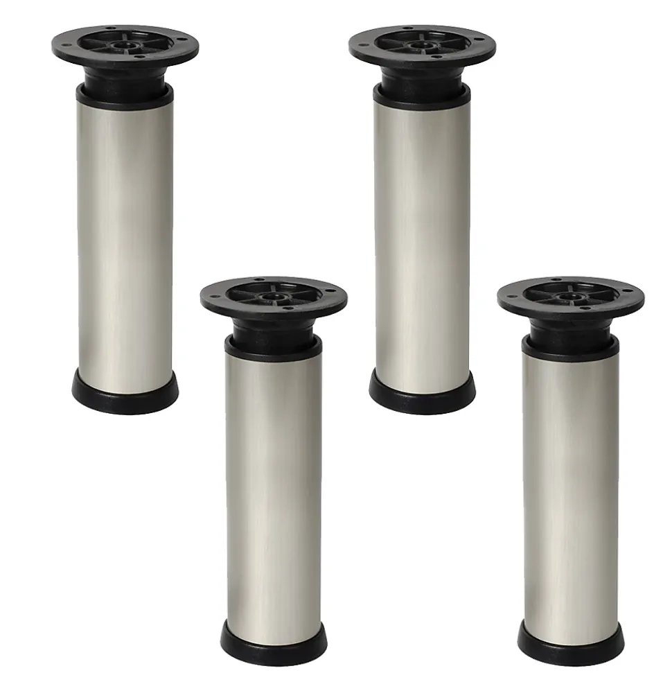 4 un. Pied rond pour meuble en aluminium diamètre 40mm hauteur 120mm inox avec régulateur de hauteur supérieur