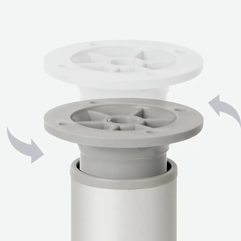 4 un. Pied rond pour meuble en aluminium diamètre 40mm hauteur 120mm inox avec régulateur de hauteur supérieur