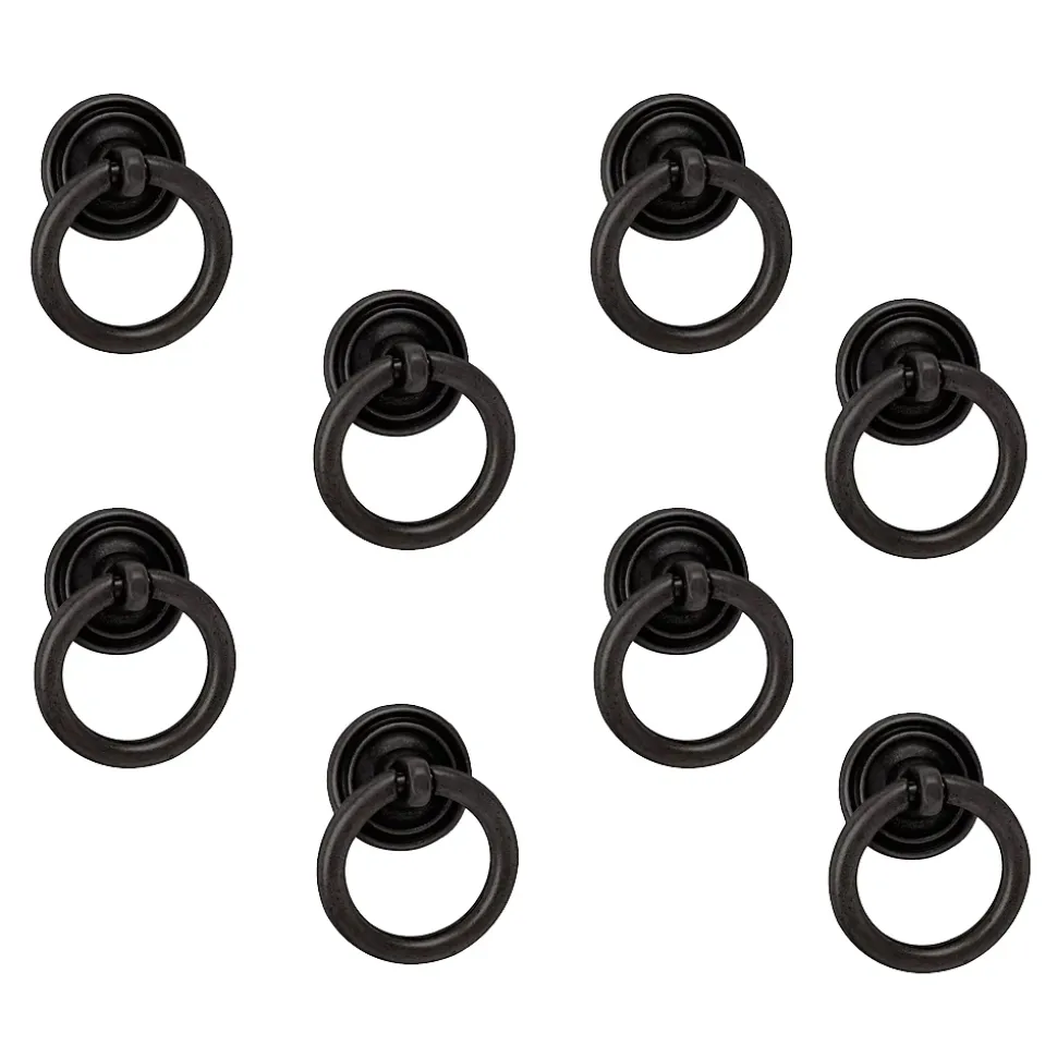 8 Un. poignées de meuble anneau noir rouille tiroir classique - diamètre 32MM