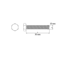 100 vis à métaux tête hexagonale zingué 10 x 50 mm
