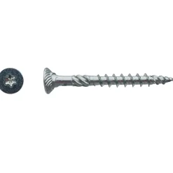 100 Vis Bois TK3 Tête Fraisée Crantée Torx F/Partiel 6 x 100 mm - Zingué blanc - D-Work