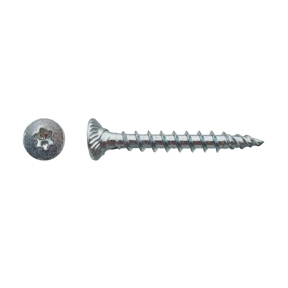 250 Vis Bois TK3 Tête Fraisée Crantée Torx F/Total 6 x 50 mm - Zingué blanc - D-Work