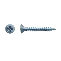 500 Vis Bois Tête Fraisée Pozidriv 3.5 x 25 mm - Zingué blanc - D-Work