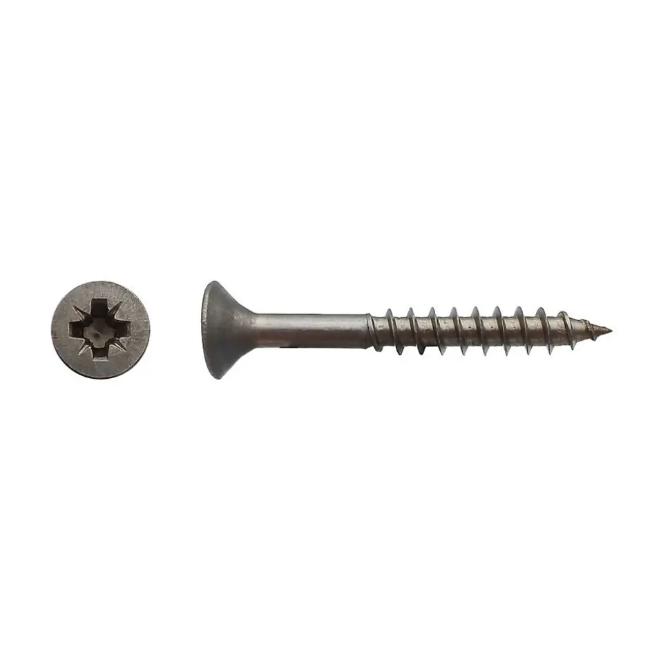 100 Vis Bois Tête Fraisée Pozidriv F/Partiel 6 x 50 mm - Inox A2 - D-Work