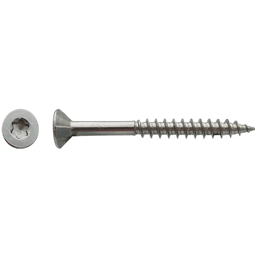200 Vis Bois Tête Fraisée Torx T20 F/Partiel 4 x 45 mm - Inox A2 - D-Work