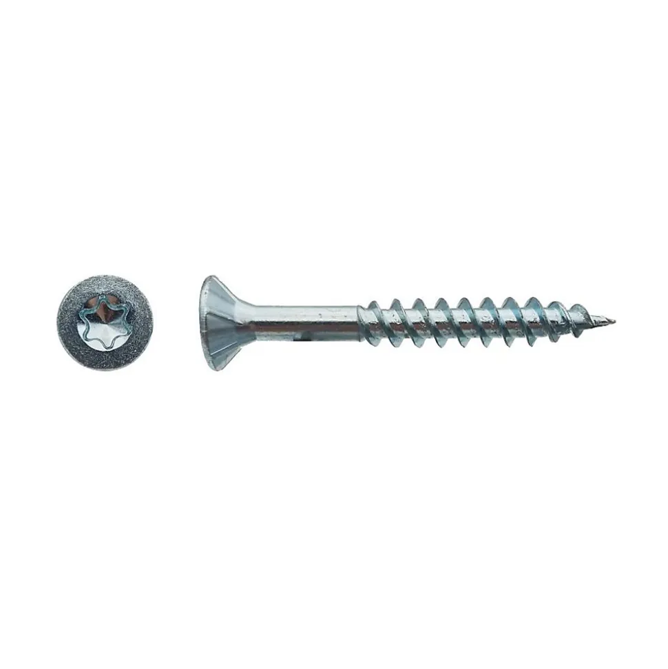 500 Vis Bois Tête Fraisée Torx T20 F/Partiel 4.5 x 45 mm - Zingué blanc - D-Work