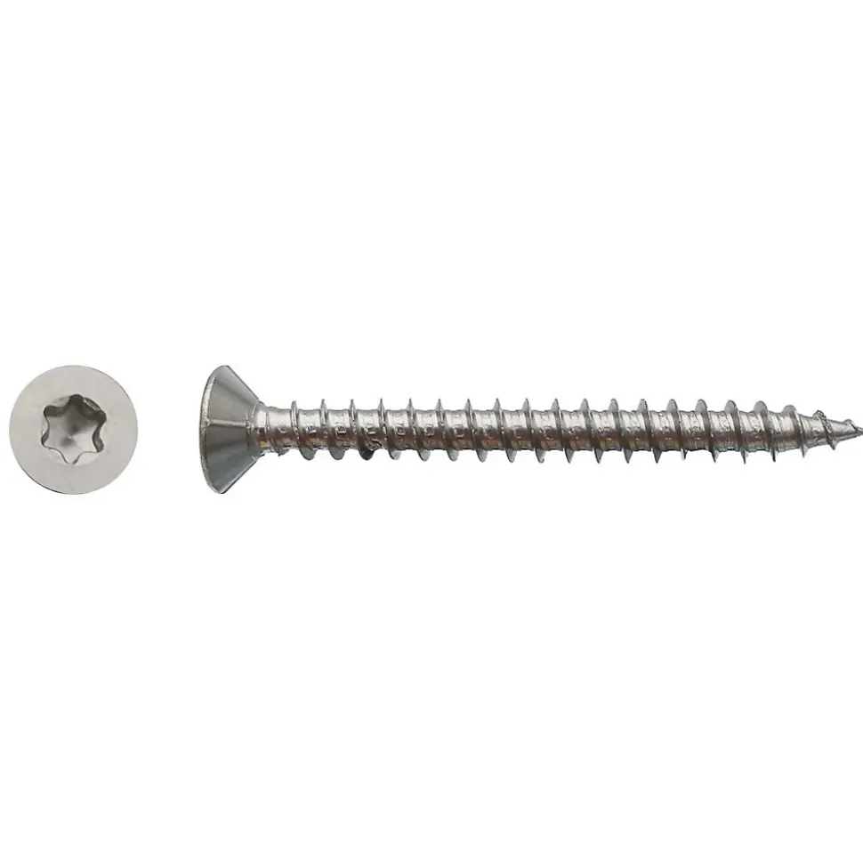 200 Vis Bois Tête Fraisée Torx T20 4.5 x 70 mm - Inox A2 - D-Work