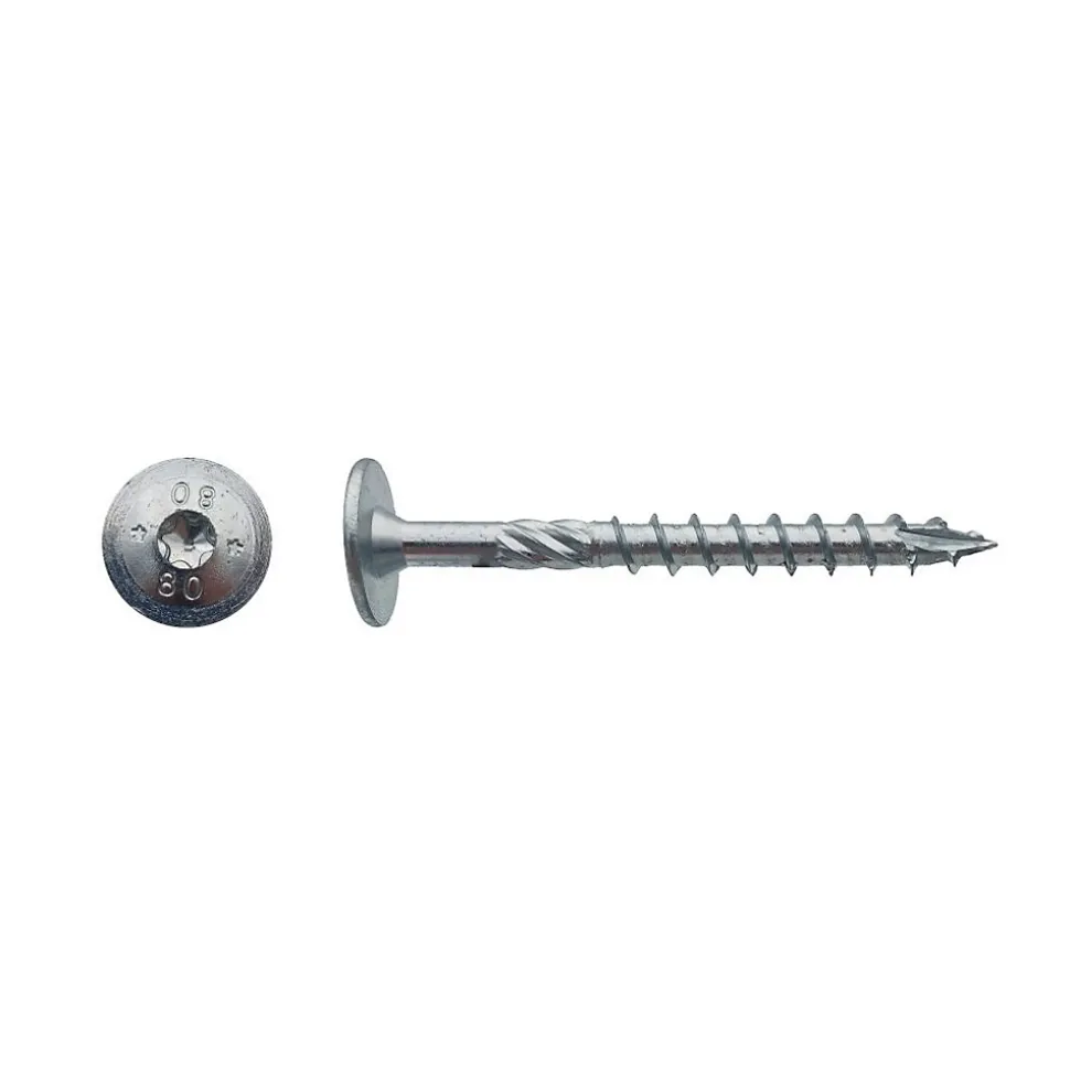 50 Vis Bois Tête Ronde Larges Torx T40 8 x 280 mm - Zingué blanc - D-Work