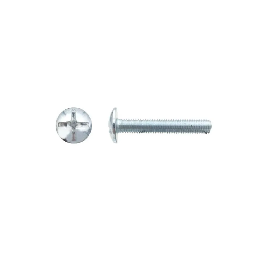 100 Vis Boulons Poêlier Tête Ronde Large Fendue en Croix 8 x 35 mm - NFE 25129 - Zingué blanc - D-Work