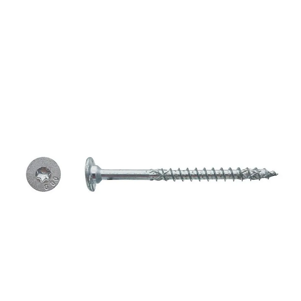 50 Vis Charpente Bois FWX Tête Cylindrique Plate Torx TTX50 Filet DXAS+ 10 x 450 mm - Zingué Cr3 WAX - D-Work