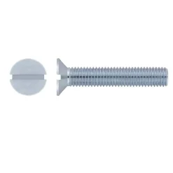 200 Vis Métaux Tête Fraisée Fendue 8 x 16 mm - DIN 963 - Zingué blanc - D-Work