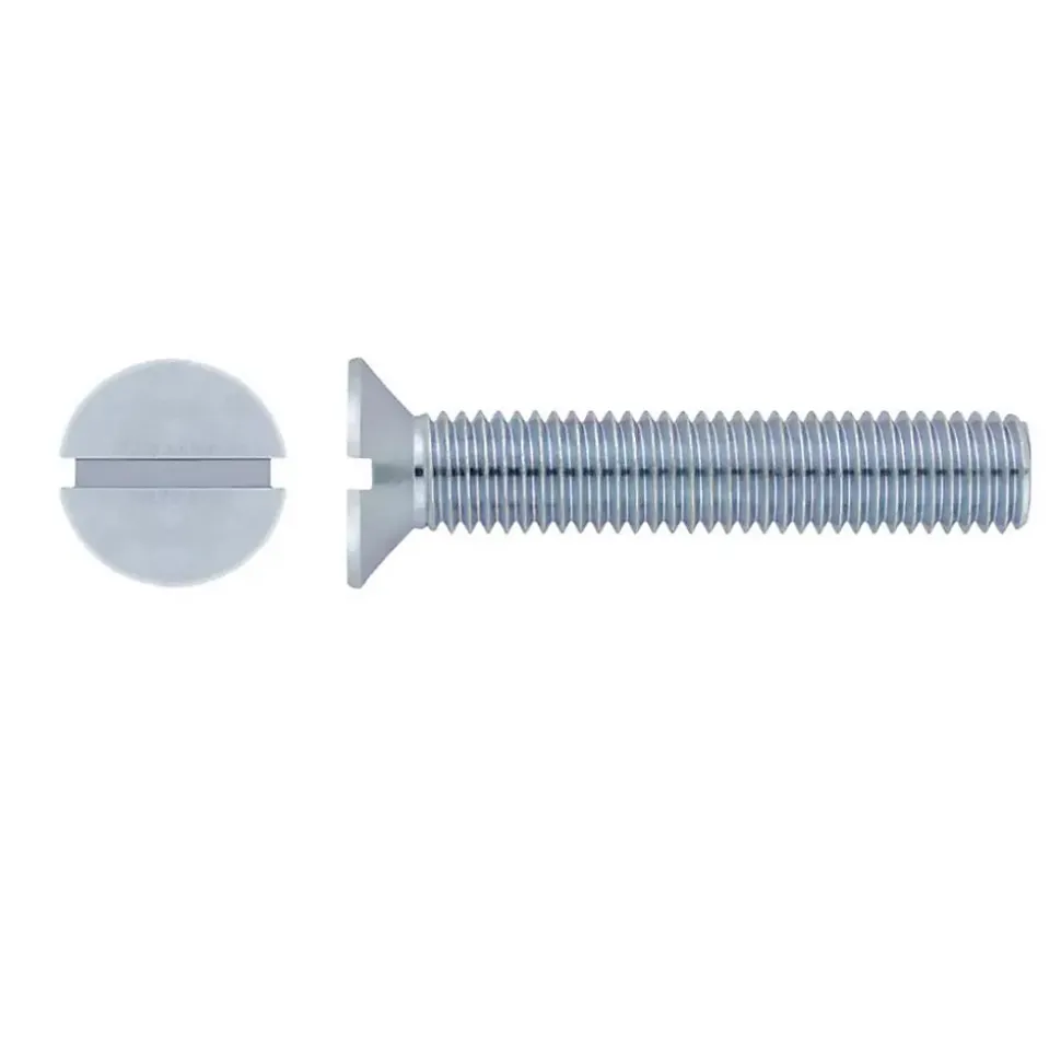 200 Vis Métaux Tête Fraisée Fendue 8 x 16 mm - DIN 963 - Zingué blanc - D-Work