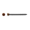 100 Vis PVC Menuiserie Tête Ronde Tx25 Framex Clip 6 x 70 mm - Zingué Chromiting Grade 4 Laqué Marron - D-Work
