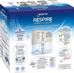 Absorbeur d'humidité avec 4 tablettes de 250 g Bostik Respire pour surface de 25 m²