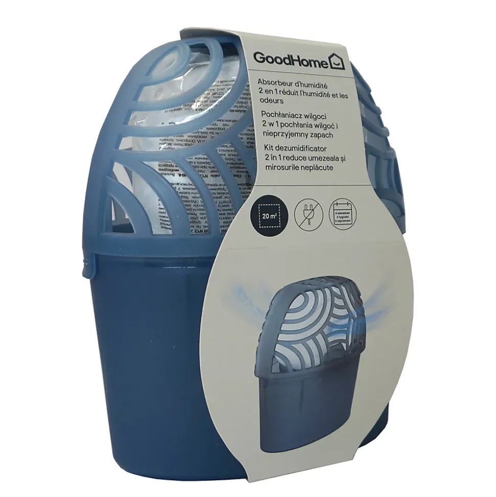 Absorbeur d'humidité GoodHome 20m² + 1 recharge galet 450g