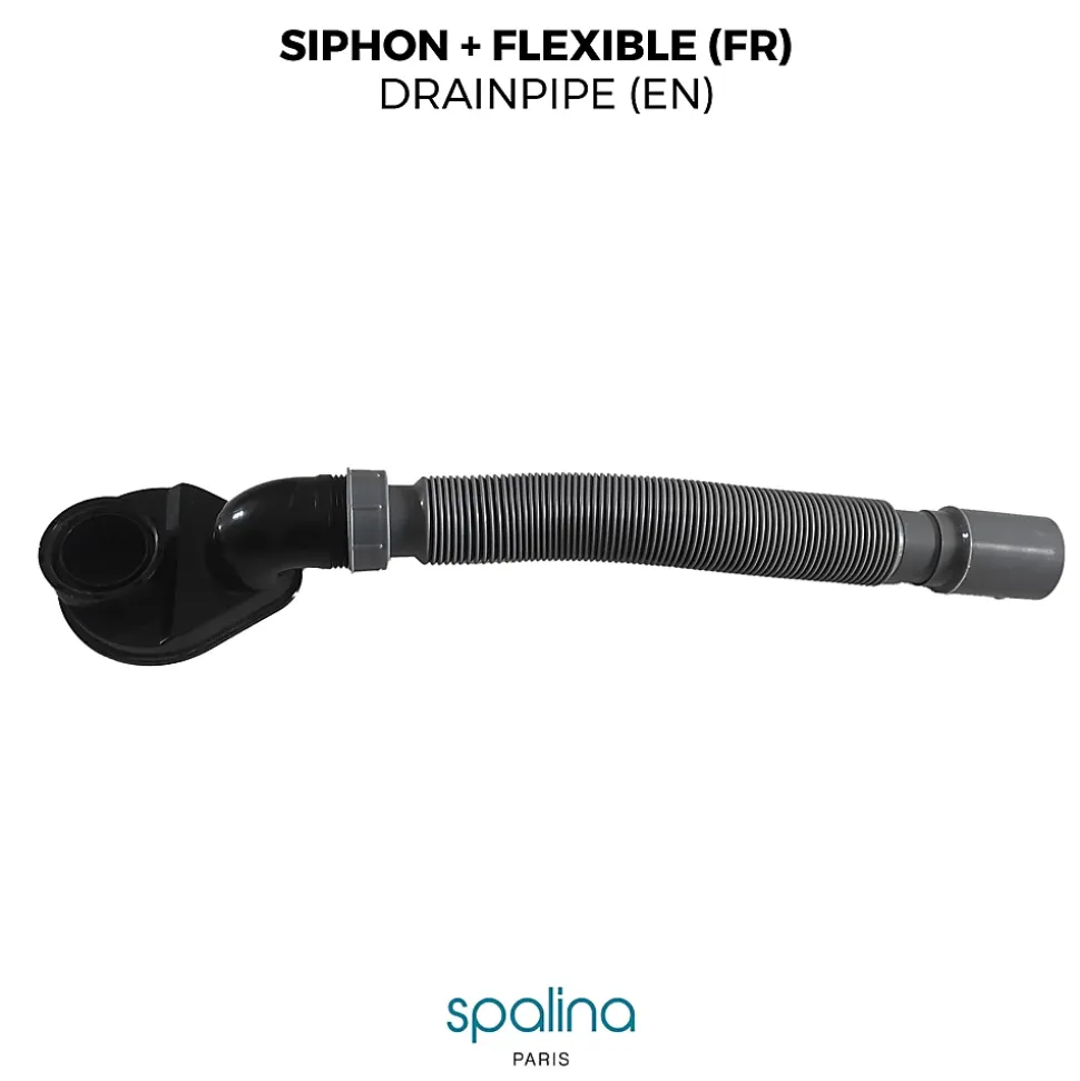 Accessoire Siphon extra plat + flexible 80x8x6cm, by SPALINA