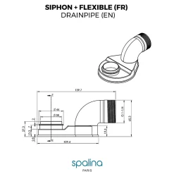 Accessoire Siphon extra plat + flexible 80x8x6cm, by SPALINA