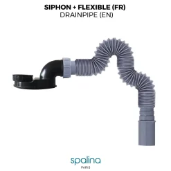 Accessoire Siphon extra plat + flexible 80x8x6cm, by SPALINA
