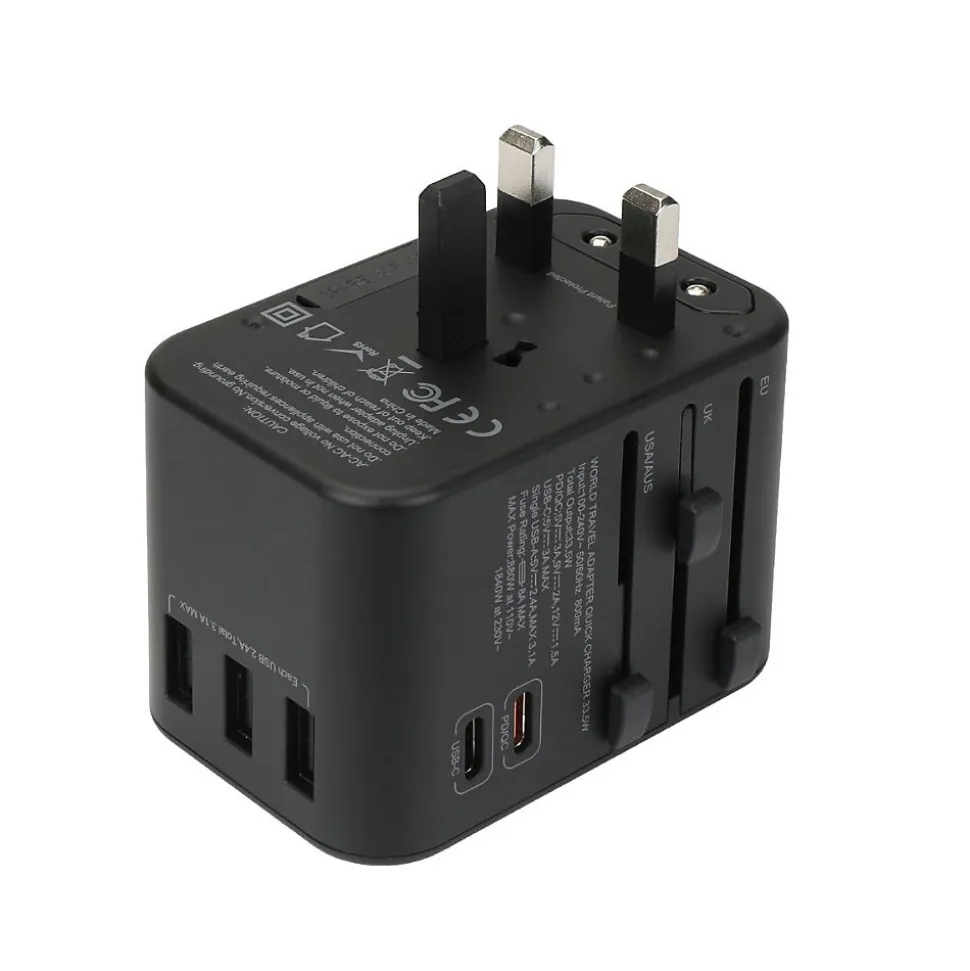 Adaptateur prise voyage universel - 5 ports USB - Voltman