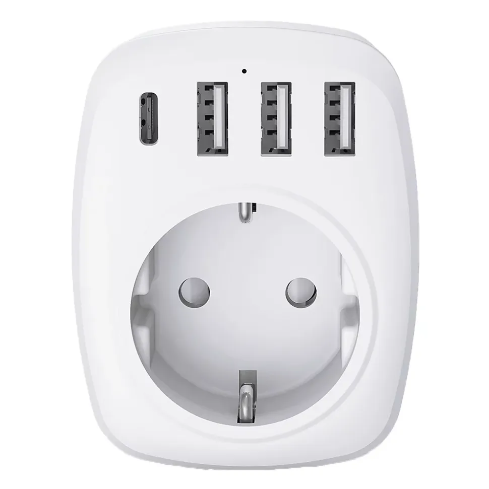Adaptateur prise voyage UE/UK - 4 ports USB - Voltman