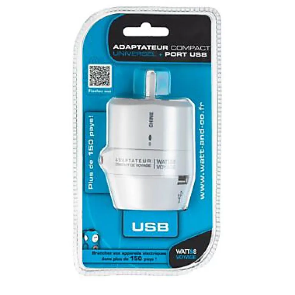 Adaptateur universel compact de voyage Watt & Co