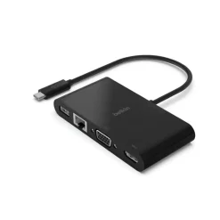 Adaptateur USBC Multimedia GBE HDMI VGA USBA Belkin noir