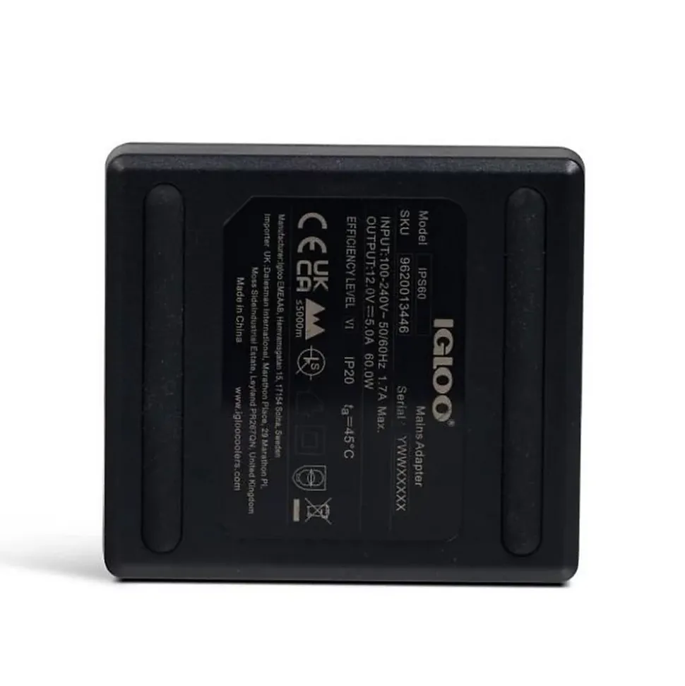 Adaptateur 230V vers 12V IGLOO avec câble détachable 230V noir compact
